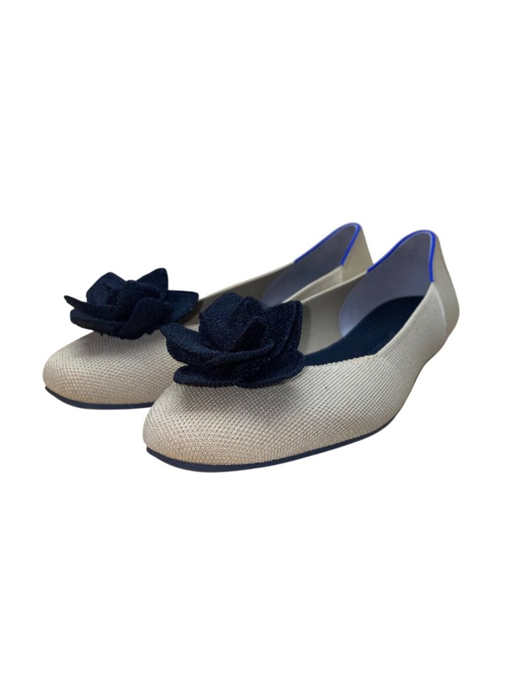 Rothys Women’s Beige & Black Knit Flower Ballet Flats Size 11.5 - Picture 3 of 9